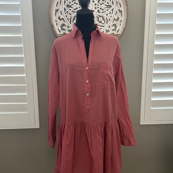 GRAYSON The Changemaker Shirt Dress Button Down Tiered Collar Boho SZ8-10 Pink - Picture 4 of 10